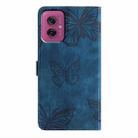 For Motorola Moto G55 Skin-feel Embossed Butterfly Leather Phone Case(Blue) - 3