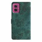For Motorola Moto G55 Skin-feel Embossed Butterfly Leather Phone Case(Green) - 3