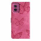 For Motorola Moto G55 Skin-feel Embossed Butterfly Leather Phone Case(Rose Red) - 3