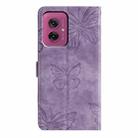 For Motorola Moto G55 Skin-feel Embossed Butterfly Leather Phone Case(Purple) - 3