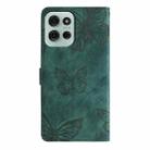 For Motorola Moto G75 Skin-feel Embossed Butterfly Leather Phone Case(Green) - 3