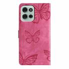 For Motorola Moto G75 Skin-feel Embossed Butterfly Leather Phone Case(Rose Red) - 3