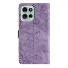 For Motorola Moto G75 Skin-feel Embossed Butterfly Leather Phone Case(Purple) - 3