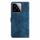 For Xiaomi 15 Skin-feel Embossed Butterfly Leather Phone Case(Blue) - 3