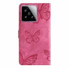 For Xiaomi 15 Skin-feel Embossed Butterfly Leather Phone Case(Rose Red) - 3
