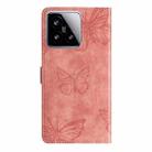 For Xiaomi 15 Skin-feel Embossed Butterfly Leather Phone Case(Pink) - 3