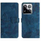 For Xiaomi 15 Pro Skin-feel Embossed Butterfly Leather Phone Case(Blue) - 1