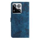For Xiaomi 15 Pro Skin-feel Embossed Butterfly Leather Phone Case(Blue) - 3