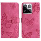 For Xiaomi 15 Pro Skin-feel Embossed Butterfly Leather Phone Case(Rose Red) - 1