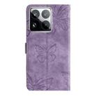 For Xiaomi 15 Pro Skin-feel Embossed Butterfly Leather Phone Case(Purple) - 3