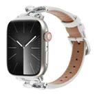 For Apple Watch 46mm / 49mm / 45mm / 44mm X-shaped Buckle Genuine Leather Watch Band(White) - 1