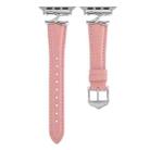 For Apple Watch 46mm / 49mm / 45mm / 44mm X-shaped Buckle Genuine Leather Watch Band(Pink) - 2