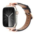 For Apple Watch 46mm / 49mm / 45mm / 44mm X-shaped Buckle Genuine Leather Watch Band(Black) - 1