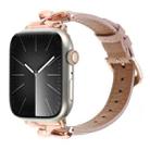 For Apple Watch 46mm / 49mm / 45mm / 44mm X-shaped Buckle Genuine Leather Watch Band(Dark Pink) - 1