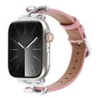 For Apple Watch 42mm / 41mm / 40mm / 38mm X-shaped Buckle Genuine Leather Watch Band(Pink) - 1