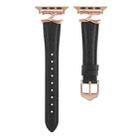 For Apple Watch 42mm / 41mm / 40mm / 38mm X-shaped Buckle Genuine Leather Watch Band(Black) - 2