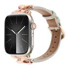 For Apple Watch 42mm / 41mm / 40mm / 38mm X-shaped Buckle Genuine Leather Watch Band(Beige) - 1