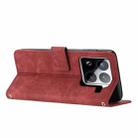 For Xiaomi 15 Pro Skin Feel Stripe Pattern Leather Phone Case with Lanyard(Red) - 3