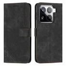 For Xiaomi 15 Pro Skin Feel Stripe Pattern Leather Phone Case with Lanyard(Black) - 1