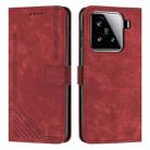 For Xiaomi 15 Skin Feel Stripe Pattern Leather Phone Case with Lanyard(Red) - 1