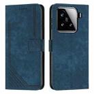 For Xiaomi 15 Skin Feel Stripe Pattern Leather Phone Case with Lanyard(Blue) - 1