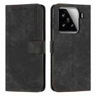 For Xiaomi 15 Skin Feel Stripe Pattern Leather Phone Case with Lanyard(Black) - 1