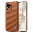 For Huawei nova 13 / nova 12 AZNS Electroplated Edge Carbon Fiber Texture Phone Case(Brown) - 1