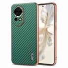 For Huawei nova 13 / nova 12 AZNS Electroplated Edge Carbon Fiber Texture Phone Case(Green) - 1