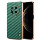 For Huawei Mate 70 AZNS Electroplated Edge Carbon Fiber Texture Phone Case(Green) - 1