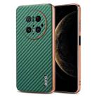 For Huawei Mate 70 Pro / 70 Pro+ AZNS Electroplated Edge Carbon Fiber Texture Phone Case(Green) - 1