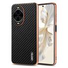 For Huawei nova 14 AZNS Electroplated Edge Carbon Fiber Texture Phone Case(Black) - 1
