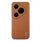 For Huawei Pura 80 Ultra 5G AZNS Electroplated Edge Carbon Fiber Texture Phone Case(Brown) - 2