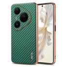 For Huawei Pura 80 Ultra 5G AZNS Electroplated Edge Carbon Fiber Texture Phone Case(Green) - 1