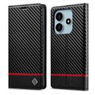 For Redmi Note 14 4G EU 164.84mm LC.IMEEKE Carbon Fiber Leather Phone Case(Horizontal Black) - 1