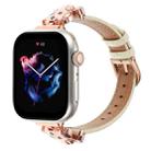 For Apple Watch 46mm / 49mm / 45mm / 44mm Leopard Head Genuine Leather Watch Band(White Rose Gold) - 1