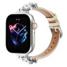 For Apple Watch 46mm / 49mm / 45mm / 44mm Leopard Head Genuine Leather Watch Band(White Silver Buckle) - 1