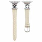 For Apple Watch 46mm / 49mm / 45mm / 44mm Leopard Head Genuine Leather Watch Band(White Silver Buckle) - 2