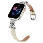 For Apple Watch 46mm / 49mm / 45mm / 44mm Leopard Head Genuine Leather Watch Band(White Silver Buckle) - 3