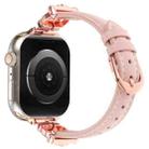 For Apple Watch 46mm / 49mm / 45mm / 44mm Leopard Head Genuine Leather Watch Band(Pink Rose Gold) - 3