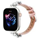 For Apple Watch 46mm / 49mm / 45mm / 44mm Leopard Head Genuine Leather Watch Band(Pink Silver Buckle) - 1