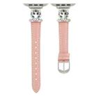 For Apple Watch 46mm / 49mm / 45mm / 44mm Leopard Head Genuine Leather Watch Band(Pink Silver Buckle) - 2