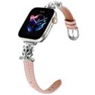 For Apple Watch 46mm / 49mm / 45mm / 44mm Leopard Head Genuine Leather Watch Band(Pink Silver Buckle) - 3