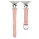 For Apple Watch 42mm / 41mm / 40mm / 38mm Leopard Head Genuine Leather Watch Band(Pink Silver Buckle) - 2