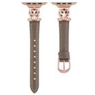 For Apple Watch 42mm / 41mm / 40mm / 38mm Leopard Head Genuine Leather Watch Band(Grey) - 2