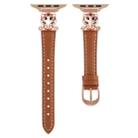 For Apple Watch 42mm / 41mm / 40mm / 38mm Leopard Head Genuine Leather Watch Band(Brown) - 2