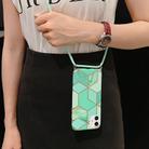 For iPhone 11 Plating Marble Pattern Soft TPU Protective Case with Shoulder Strap(Green Lattice) - 2