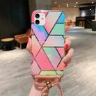 For iPhone 11 Pro Max Plating Marble Pattern Soft TPU Protective Case with Shoulder Strap(Color Lattice) - 1