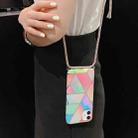 For iPhone 11 Pro Max Plating Marble Pattern Soft TPU Protective Case with Shoulder Strap(Color Lattice) - 2