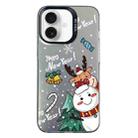 For iPhone 16 Plus Christmas Series PC Full Coverage Pattern Phone Case(CK059 Black) - 1