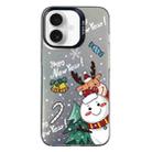 For iPhone 16 Christmas Series PC Full Coverage Pattern Phone Case(CK059 Black) - 1